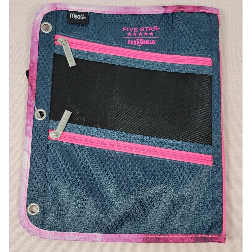 PENCIL POUCH MEAD FIVE STAR 3 COMPARTMENTS ZIPPER CASE 3 RING  11 X 8.75" NEW